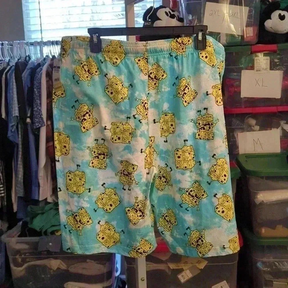 Men's Spongebob 9" Tie-Dye Pull-On Shorts - Blue/Yellow/White - Picture 2 of 3